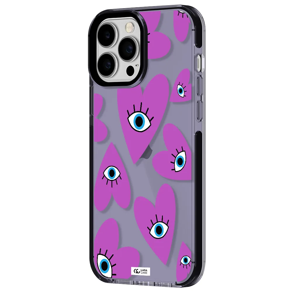 a purple heart with eyes and a black eye Apple iPhone 13 Pro Max impact Lilac Case