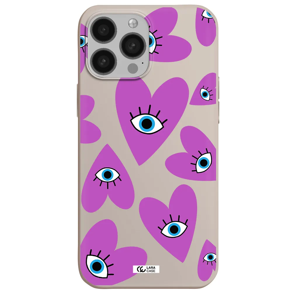 a purple heart with eyes and a black eye Apple iPhone 13 Pro Max Silicone Stone Case