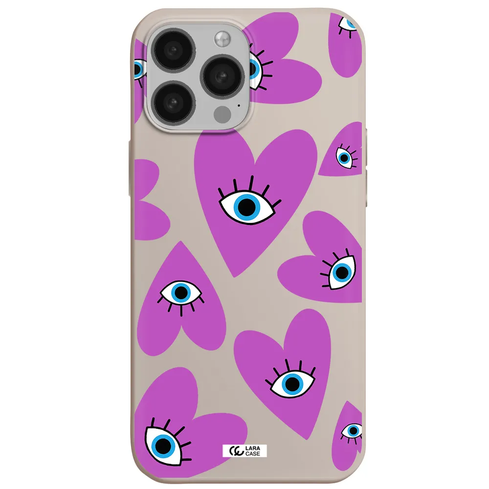 a purple heart with eyes and a black eye Apple iPhone 13 Pro Silicone Stone Case