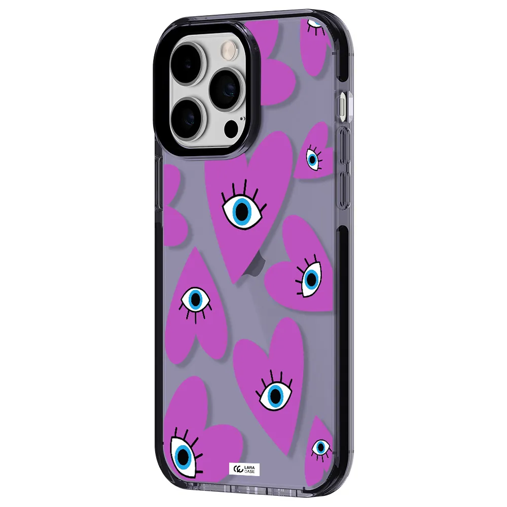 a purple heart with eyes and a black eye Apple iPhone 15 Pro Max impact Lilac Case