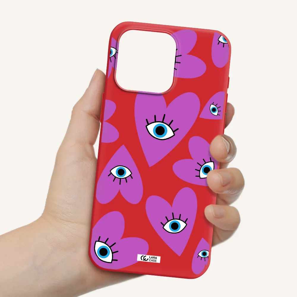 A Purple Heart With Eyes And A Black Eye Apple Iphone 15 Pro Max Silicone Imperial Red Case
