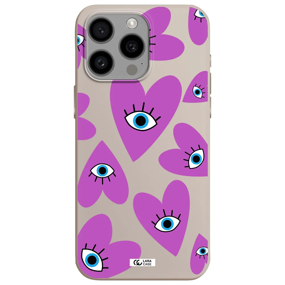 a purple heart with eyes and a black eye Apple Iphone 15 Pro max Silicone Stone Case