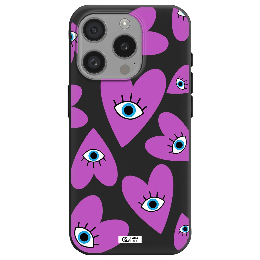 A Purple Heart With Eyes And A Black Eye Apple Iphone 15 Pro Silicone Black Case
