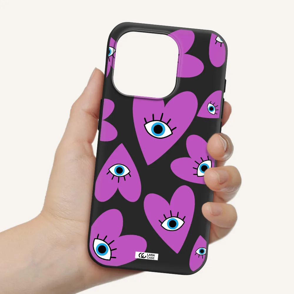 A Purple Heart With Eyes And A Black Eye Apple Iphone 15 Pro Silicone Black Case