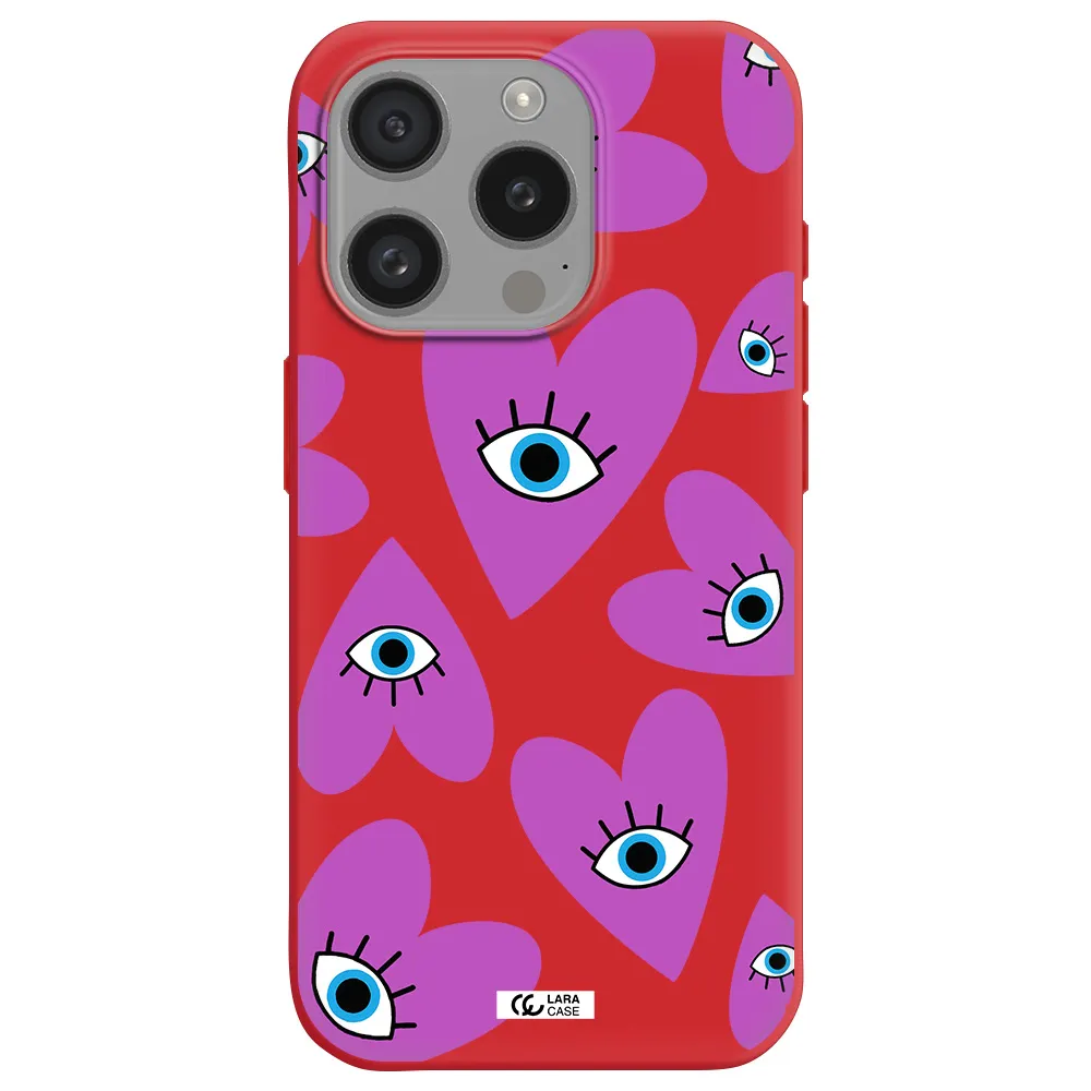 A Purple Heart With Eyes And A Black Eye Apple Iphone 15 Pro Silicone Imperial Red Case