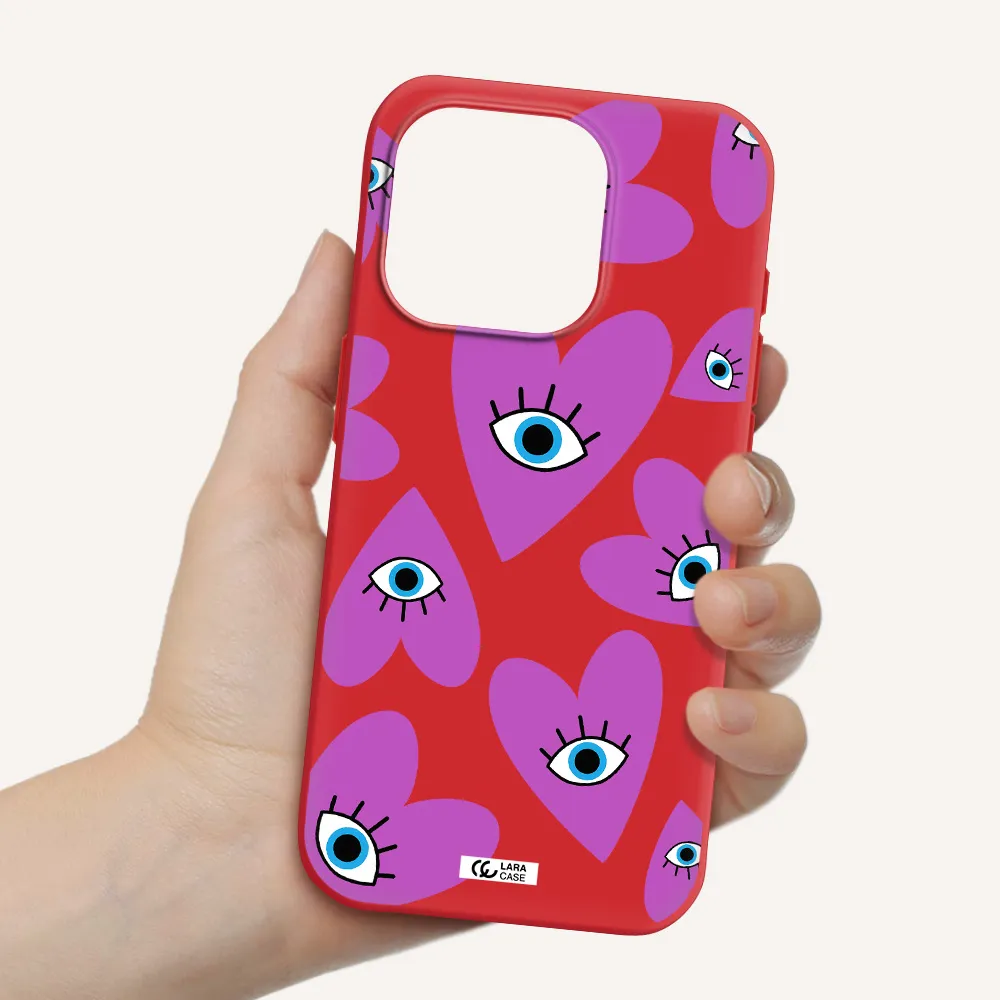 A Purple Heart With Eyes And A Black Eye Apple Iphone 15 Pro Silicone Imperial Red Case