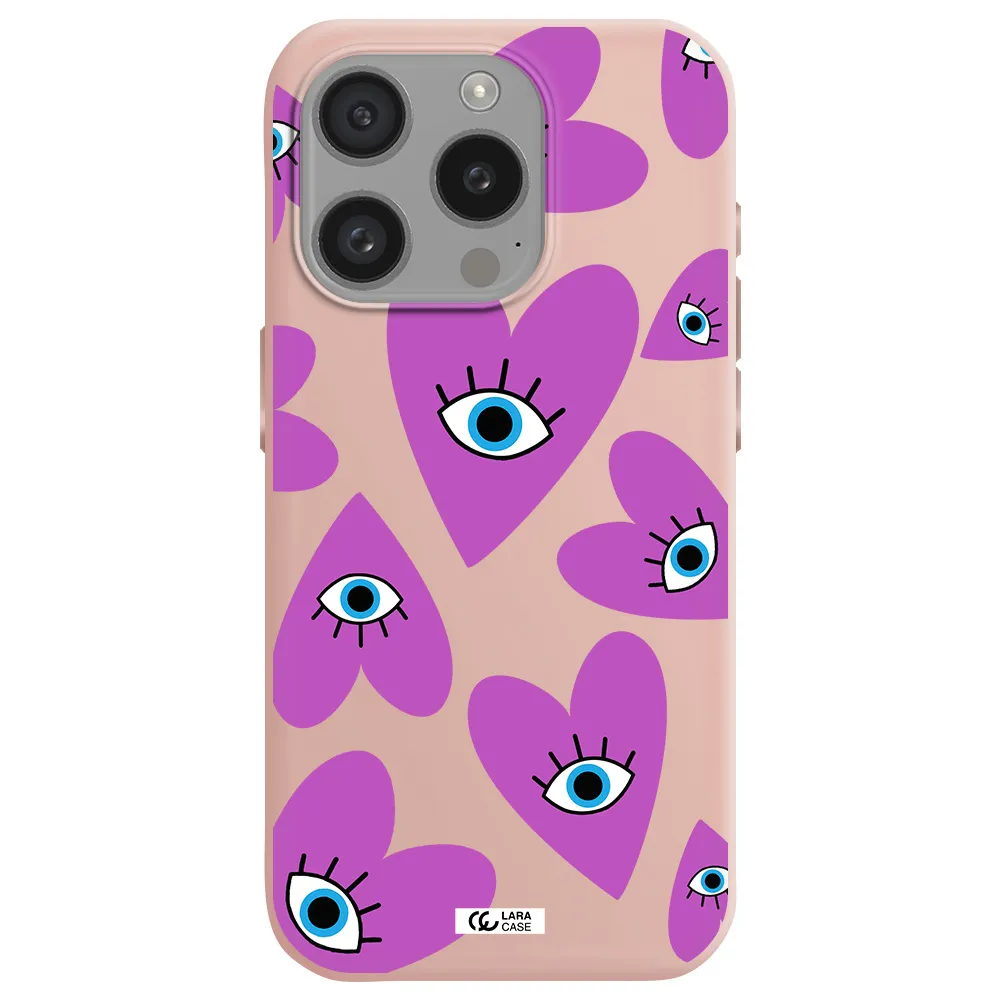 A Purple Heart With Eyes And A Black Eye Apple Iphone 15 Pro Silicone Pastel Pink Case
