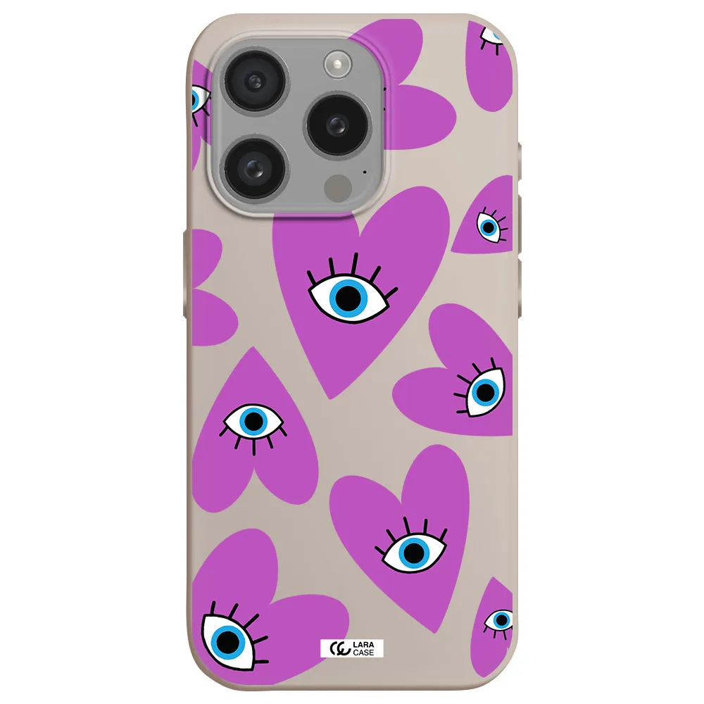 A Purple Heart With Eyes And A Black Eye Apple Iphone 15 Pro Silicone Stone Case