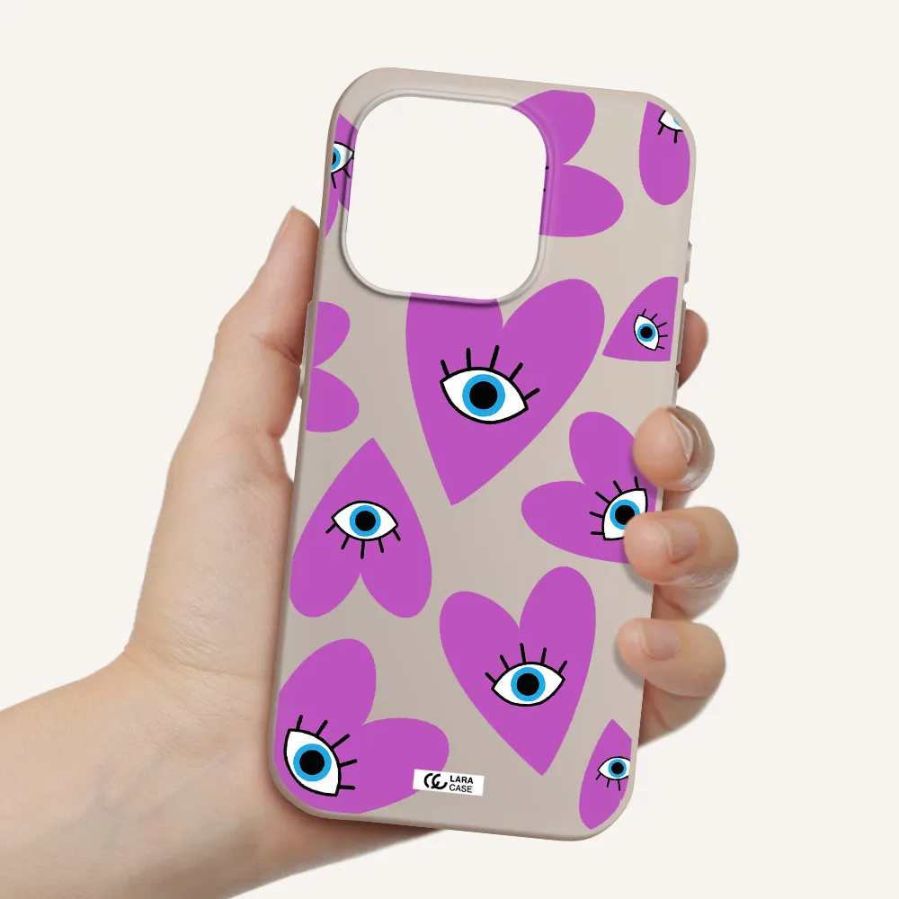 A Purple Heart With Eyes And A Black Eye Apple Iphone 15 Pro Silicone Stone Case