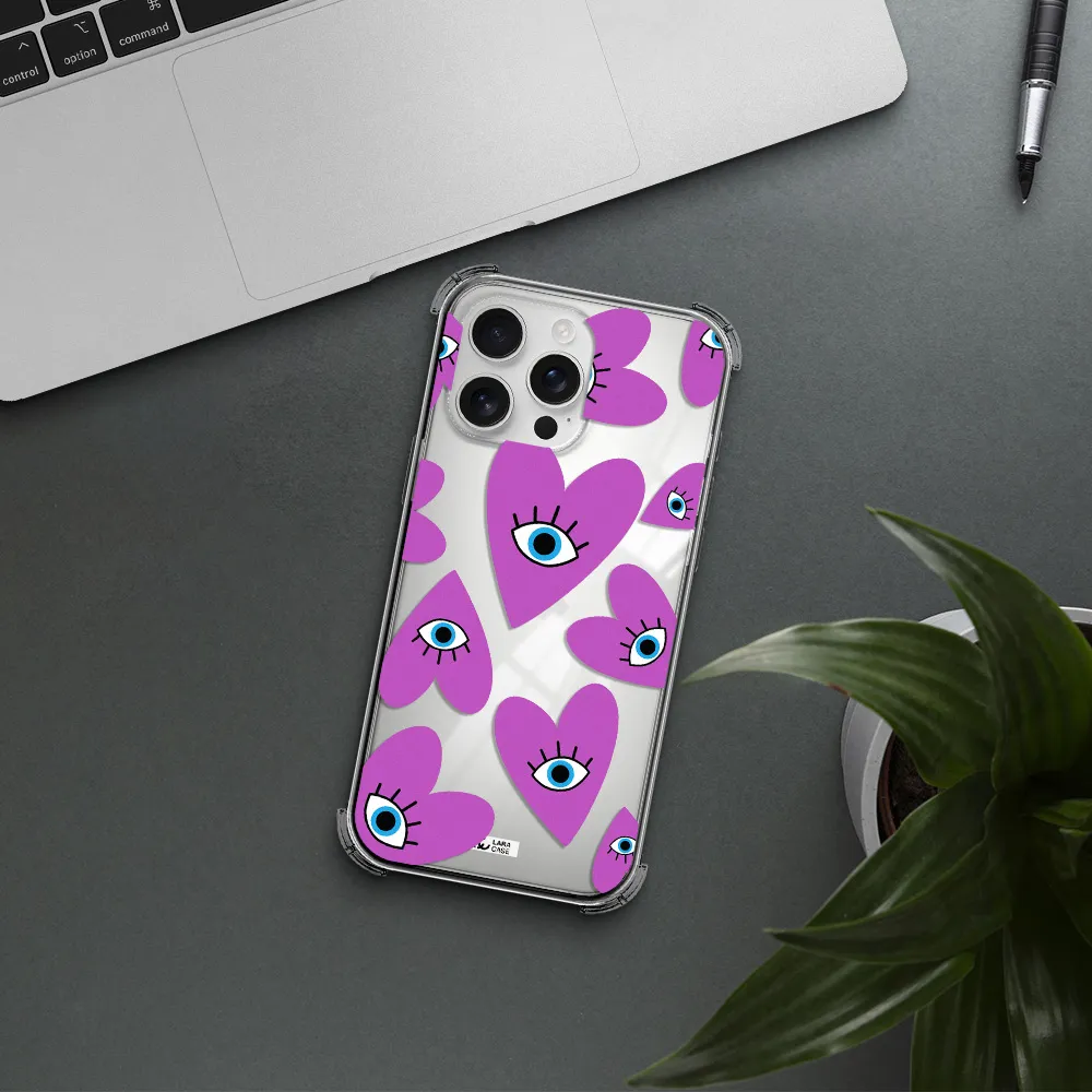 A Purple Heart With Eyes And A Black Eye Apple Iphone 16 Pro Max Clear Pc Case