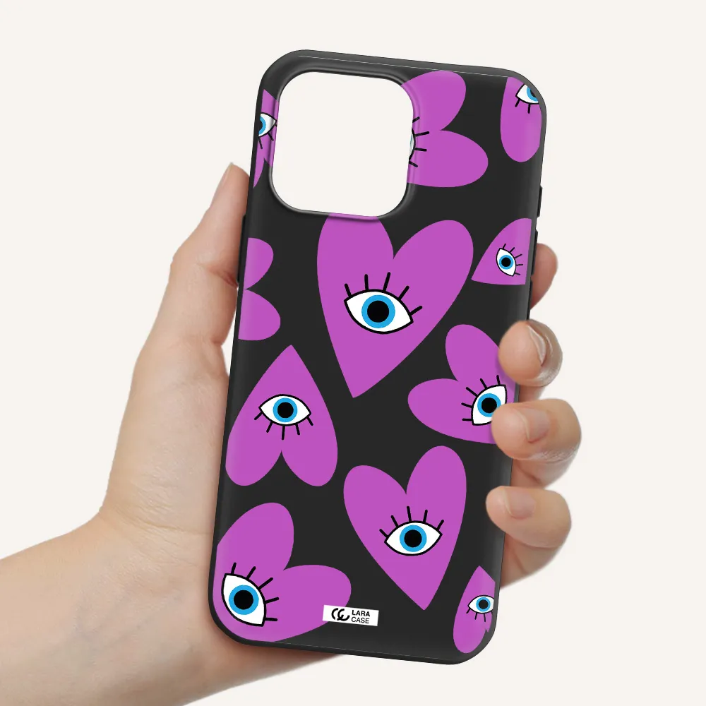 A Purple Heart With Eyes And A Black Eye Apple Iphone 16 Pro Max Silicone Black Case