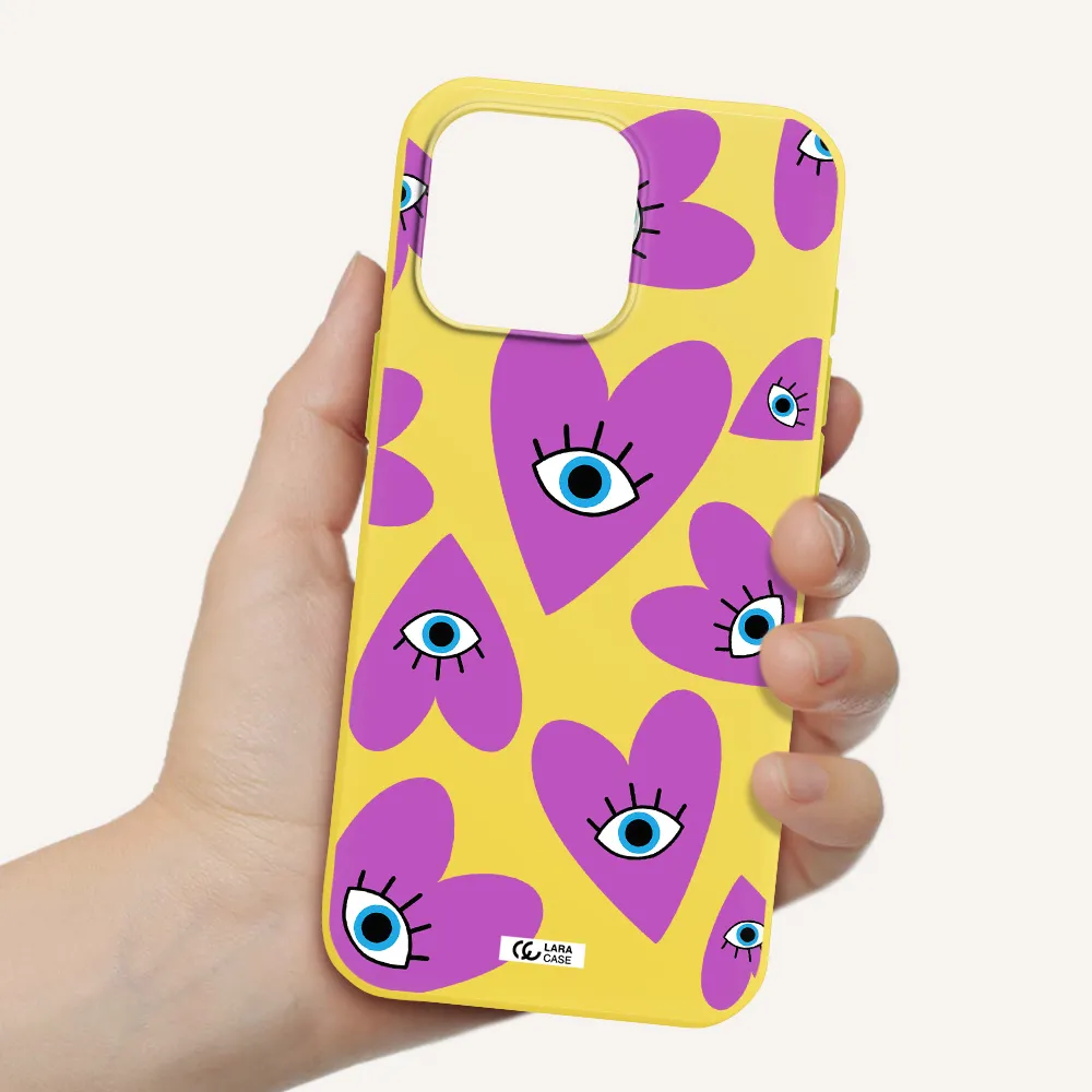 A Purple Heart With Eyes And A Black Eye Apple Iphone 16 Pro Max Silicone Canary Yellow Case