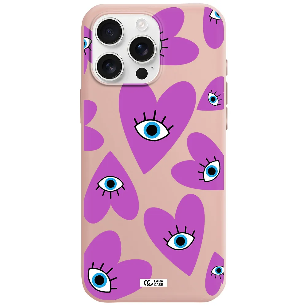 A Purple Heart With Eyes And A Black Eye Apple Iphone 16 Pro Max Silicone Pastel Pink Case