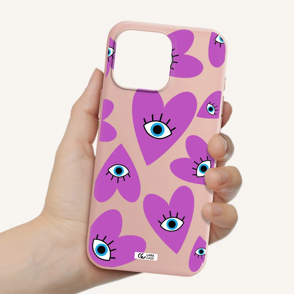A Purple Heart With Eyes And A Black Eye Apple Iphone 16 Pro Max Silicone Pastel Pink Case