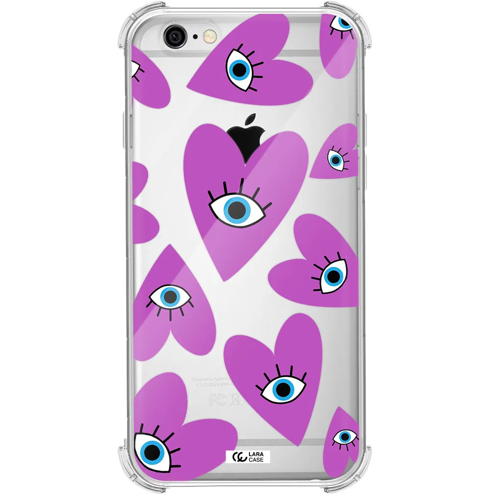 a purple heart with eyes and a black eye Apple iPhone 6 Clear PC Case