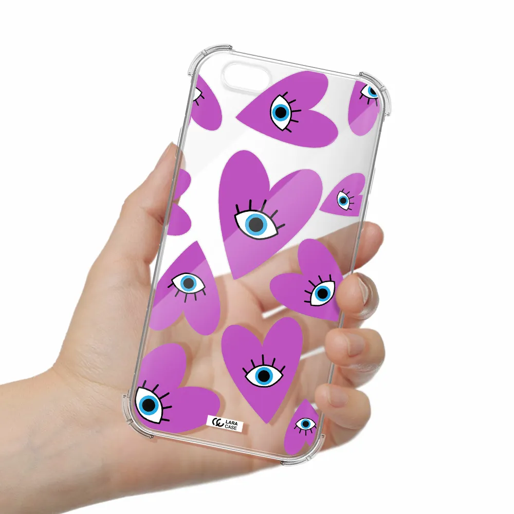 a purple heart with eyes and a black eye Apple iPhone 6 Clear PC Case