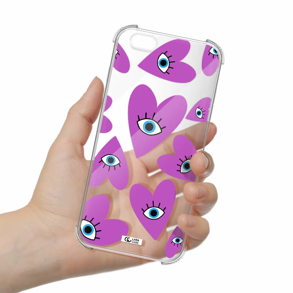 a purple heart with eyes and a black eye Apple iPhone 6 plus Clear PC Case