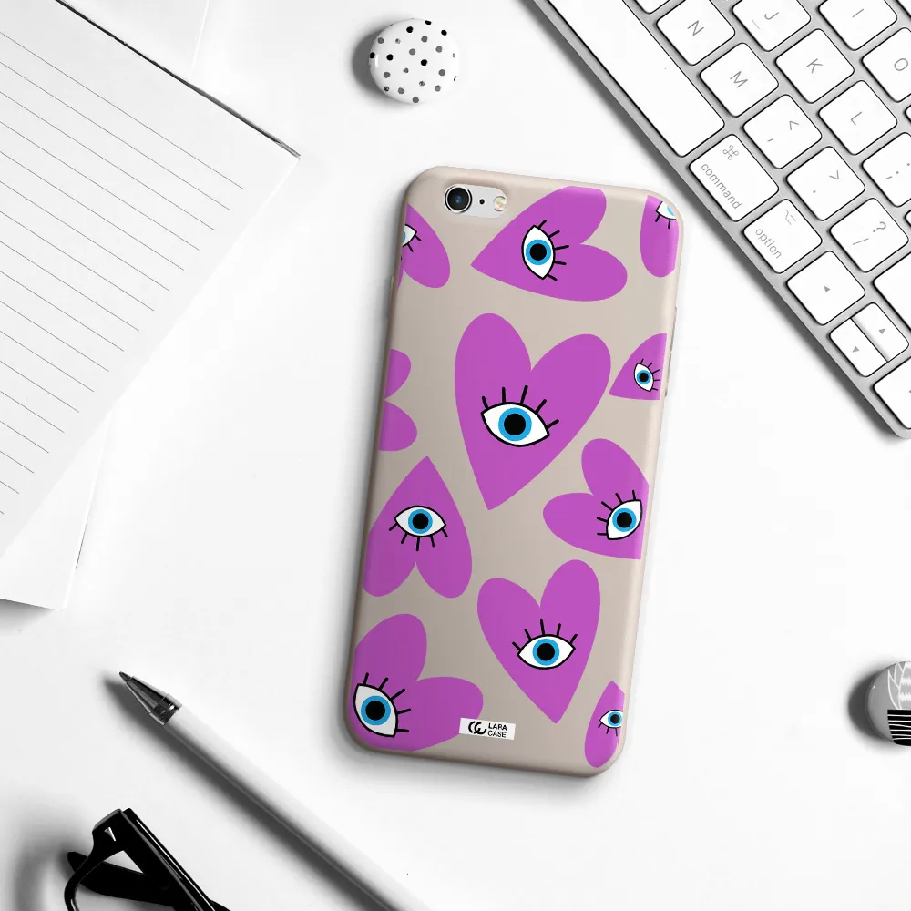a purple heart with eyes and a black eye Apple iPhone 6 plus Silicone Stone Case