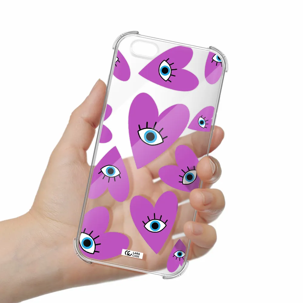 a purple heart with eyes and a black eye Apple iPhone 6 s plus Clear PC Case