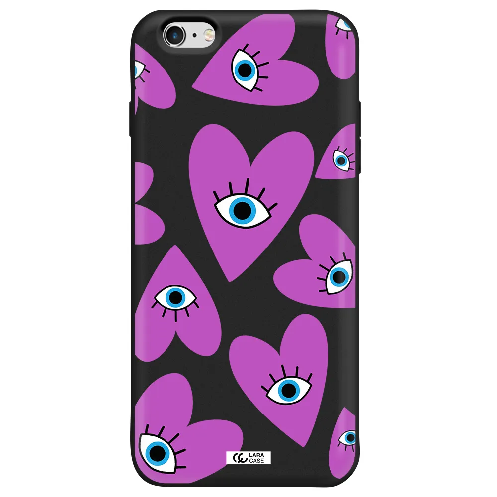 a purple heart with eyes and a black eye Apple iPhone 6 s plus Silicone black Case