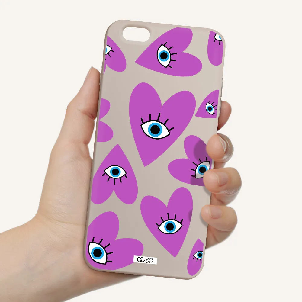 a purple heart with eyes and a black eye Apple iPhone 6 s plus Silicone Stone Case