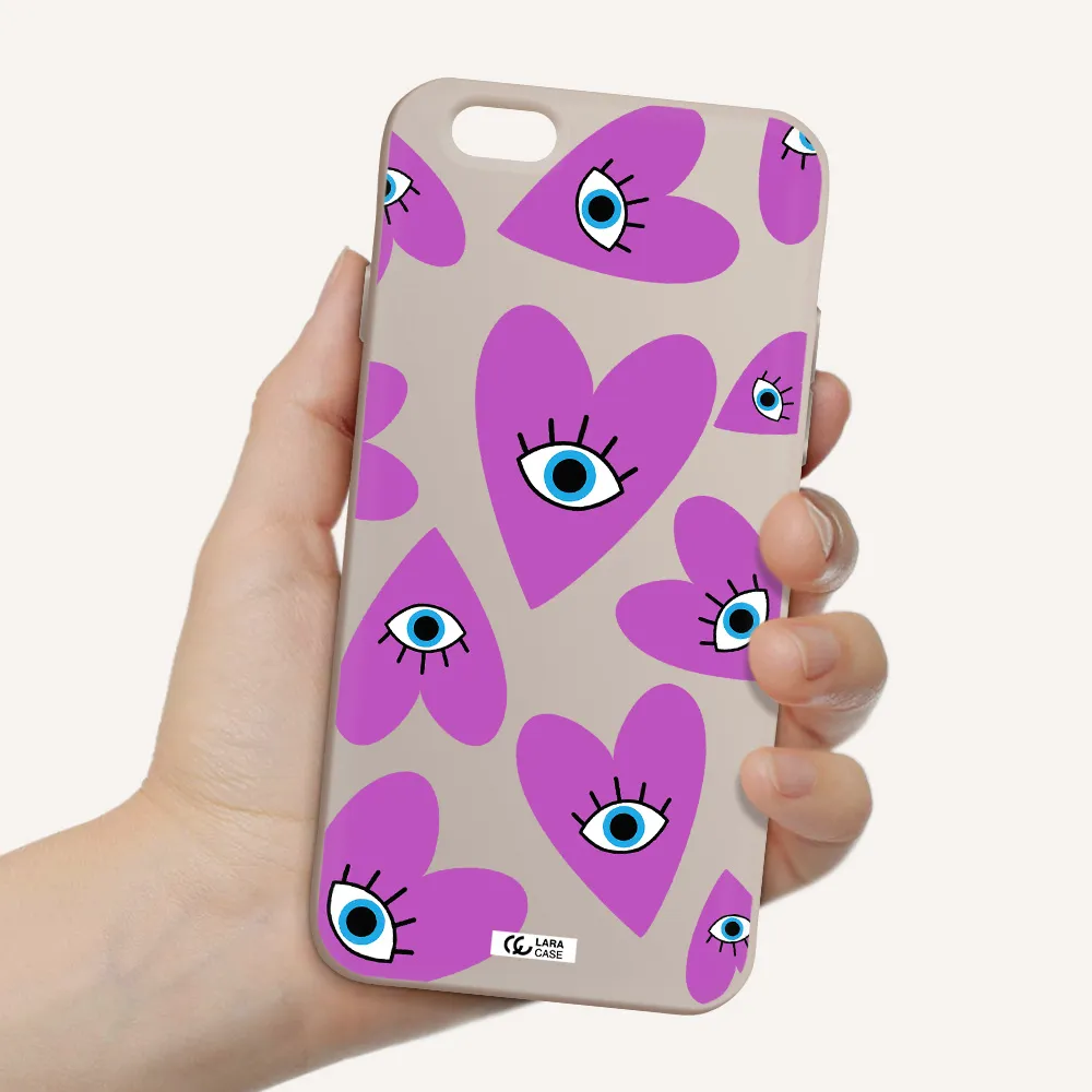 a purple heart with eyes and a black eye Apple iPhone 6 Silicone Stone Case