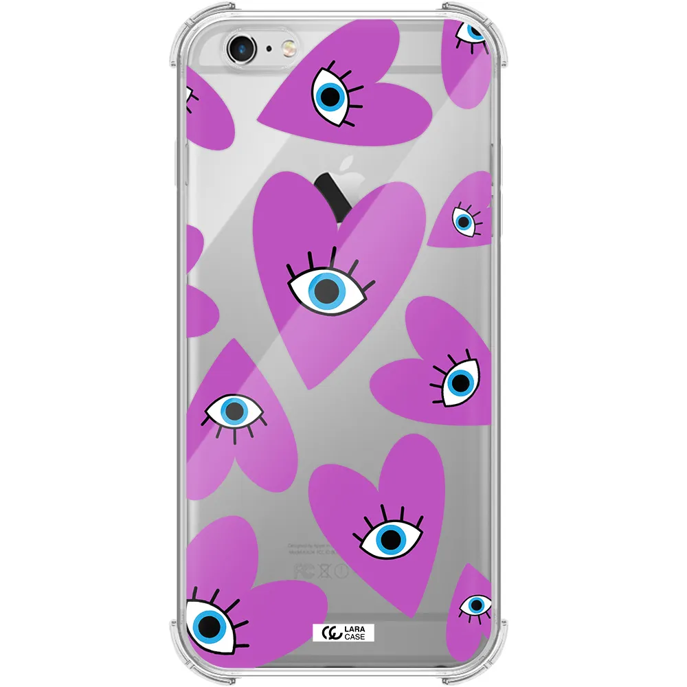 a purple heart with eyes and a black eye Apple iPhone 6S Clear PC Case