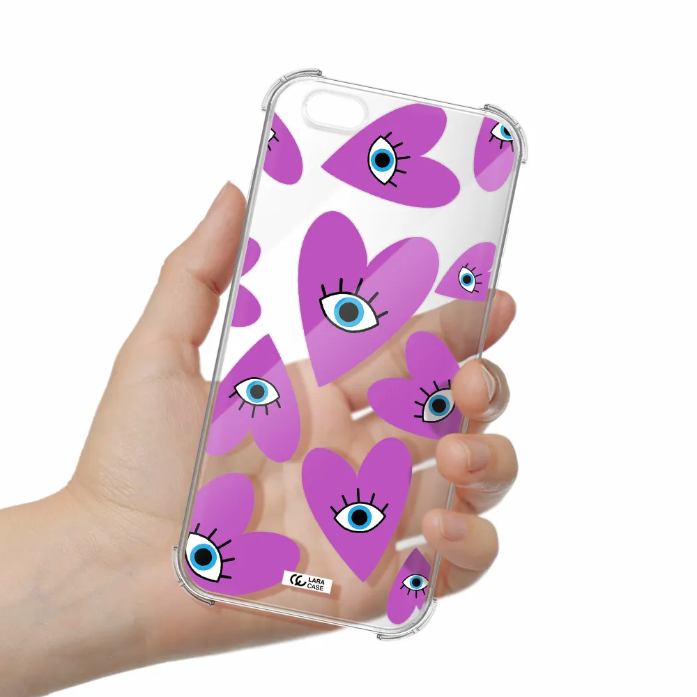a purple heart with eyes and a black eye Apple iPhone 6S Clear PC Case