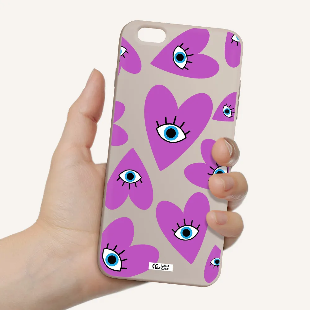 a purple heart with eyes and a black eye Apple iPhone 6S Silicone Stone Case