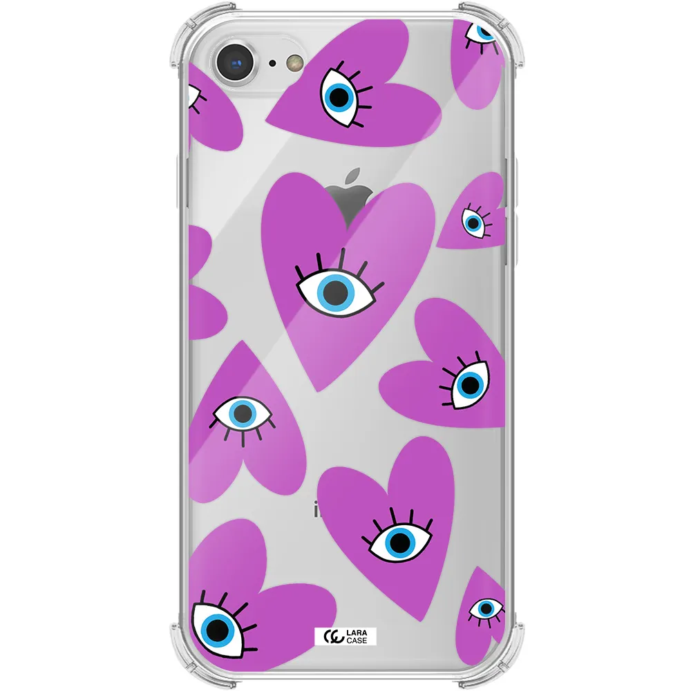 a purple heart with eyes and a black eye Apple iPhone 7 Clear PC Case