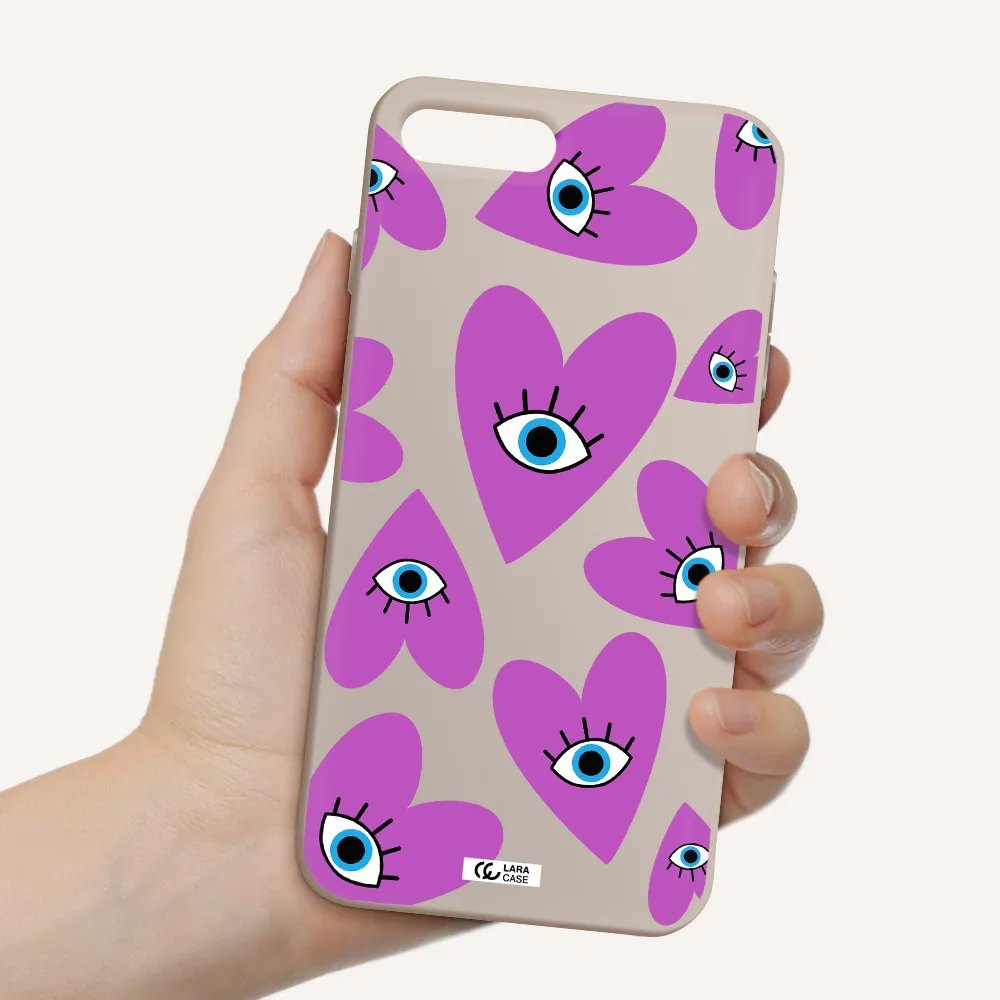 a purple heart with eyes and a black eye Apple iPhone 7 plus Silicone Stone Case