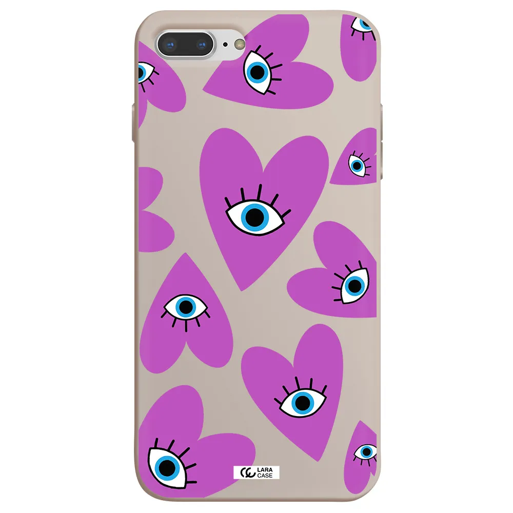 a purple heart with eyes and a black eye Apple iPhone 8 plus Silicone Stone Case
