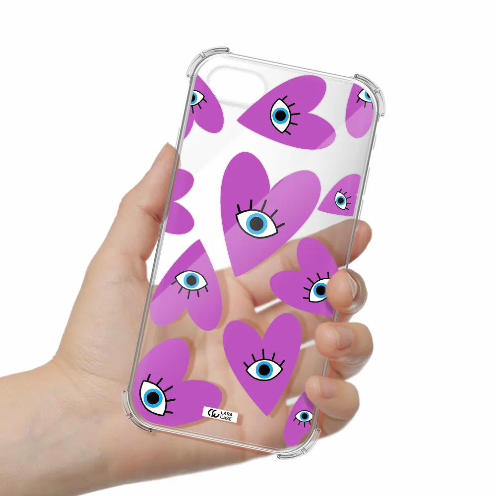 a purple heart with eyes and a black eye Apple iPhone se 2020 Clear PC Case