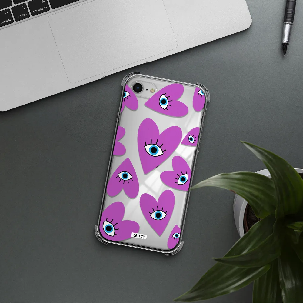 a purple heart with eyes and a black eye Apple iPhone se 2020 Clear PC Case