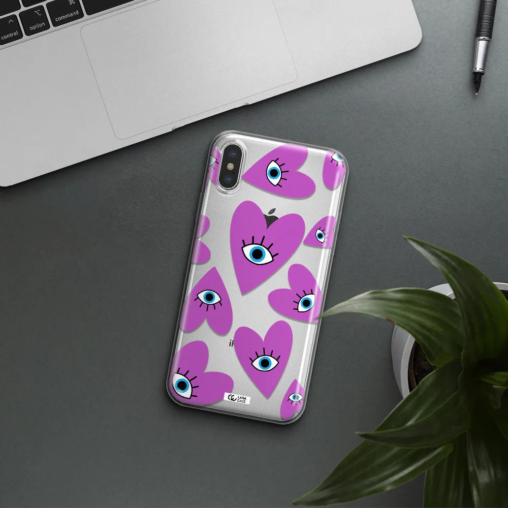 A Purple Heart With Eyes And A Black Eye Apple Iphone Xs Clear Tpu Case