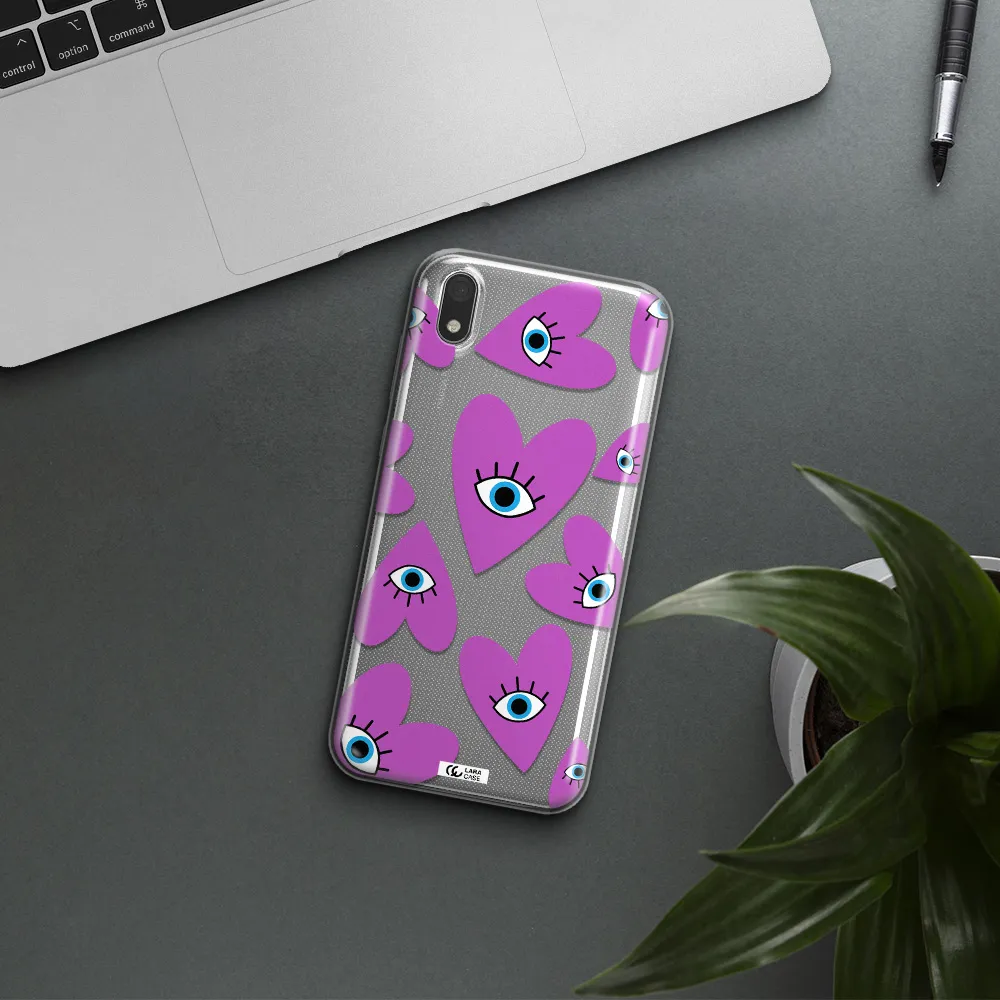 A Purple Heart With Eyes And A Black Eye Huawei Honor 8S Clear Tpu Case