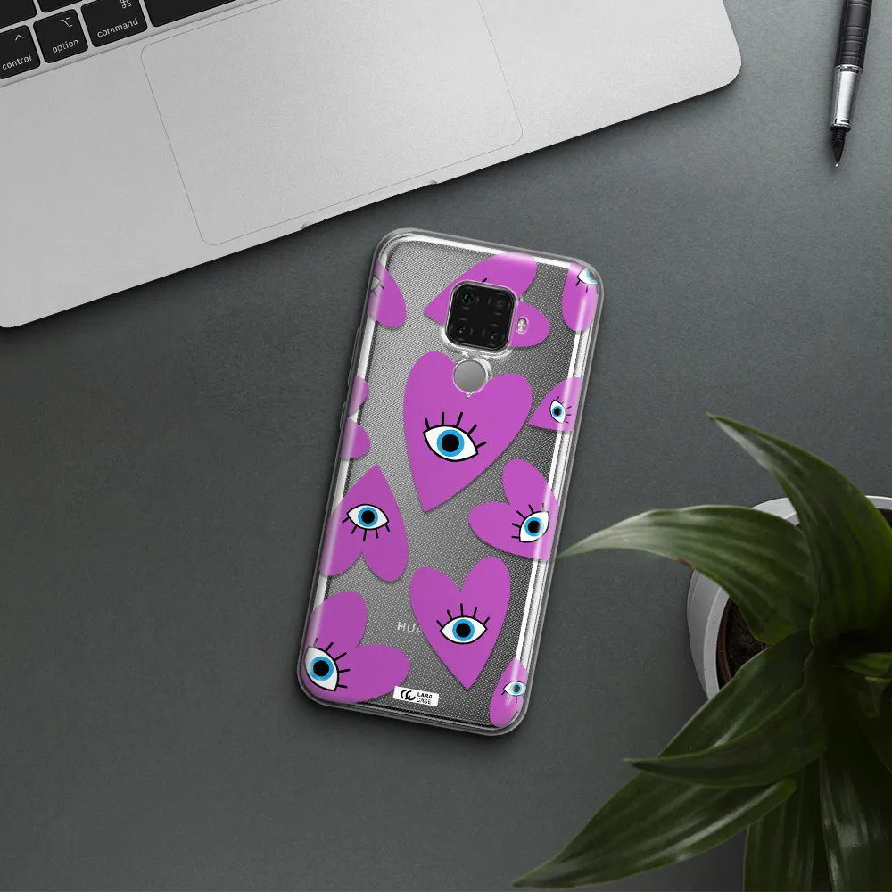 A Purple Heart With Eyes And A Black Eye Huawei Mate 30 Lite Clear Tpu Case
