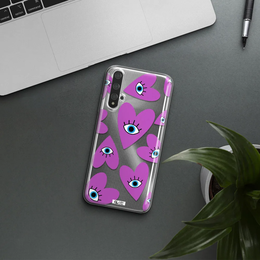 A Purple Heart With Eyes And A Black Eye Huawei Nova 5T Clear Tpu Case