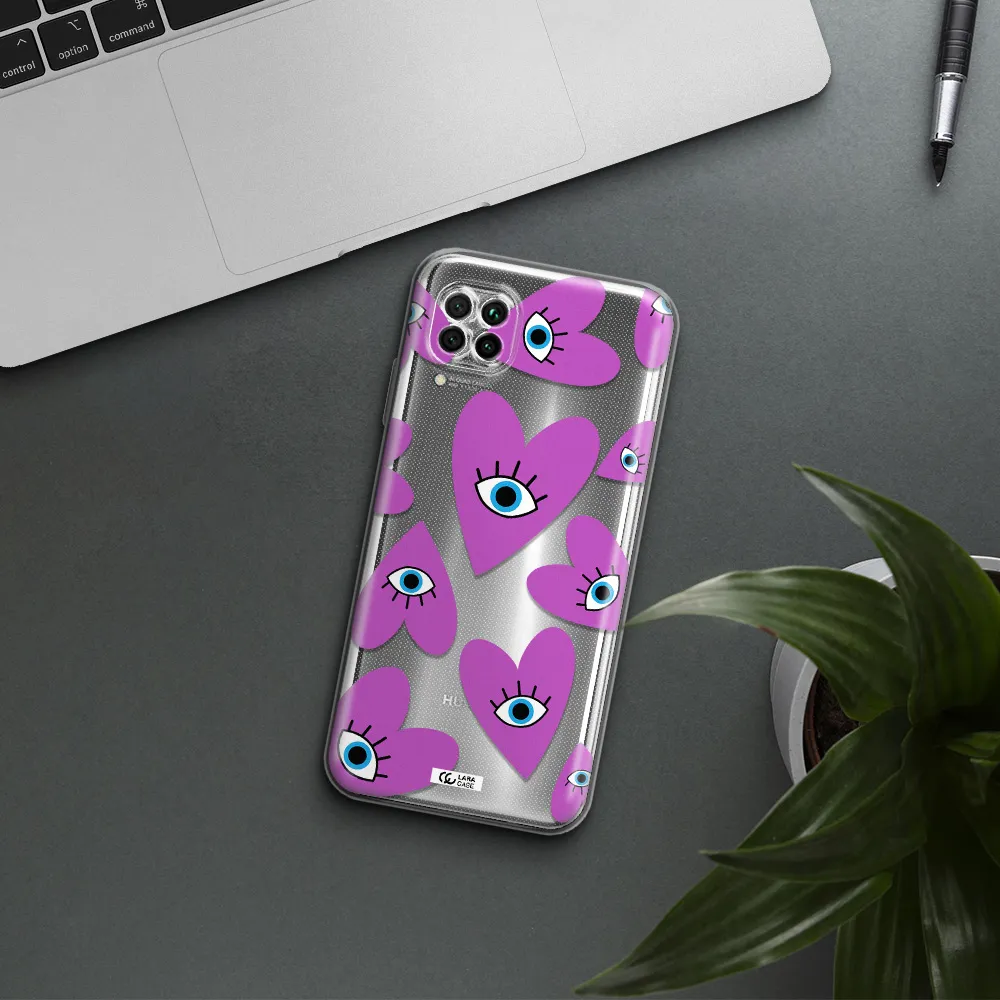 A Purple Heart With Eyes And A Black Eye Huawei Nova 7I Clear Tpu Case