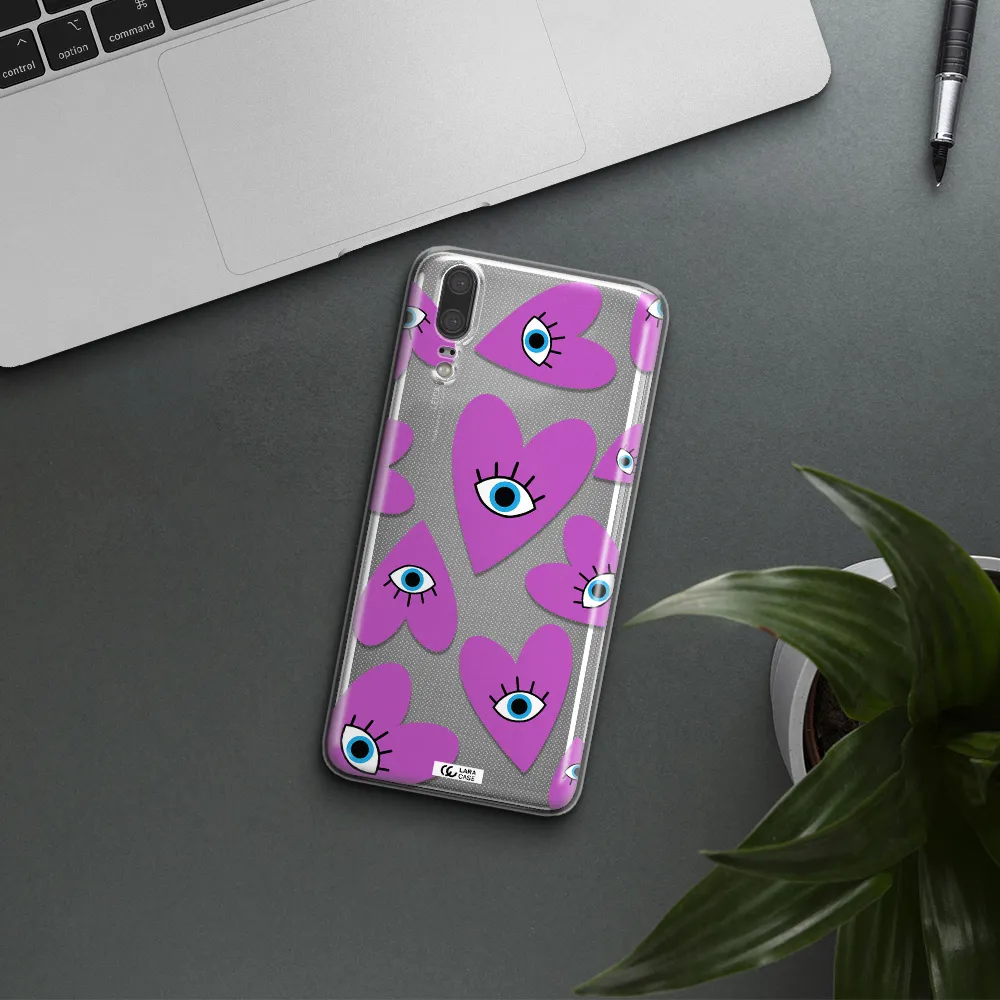 A Purple Heart With Eyes And A Black Eye Huawei P20 Clear Tpu Case