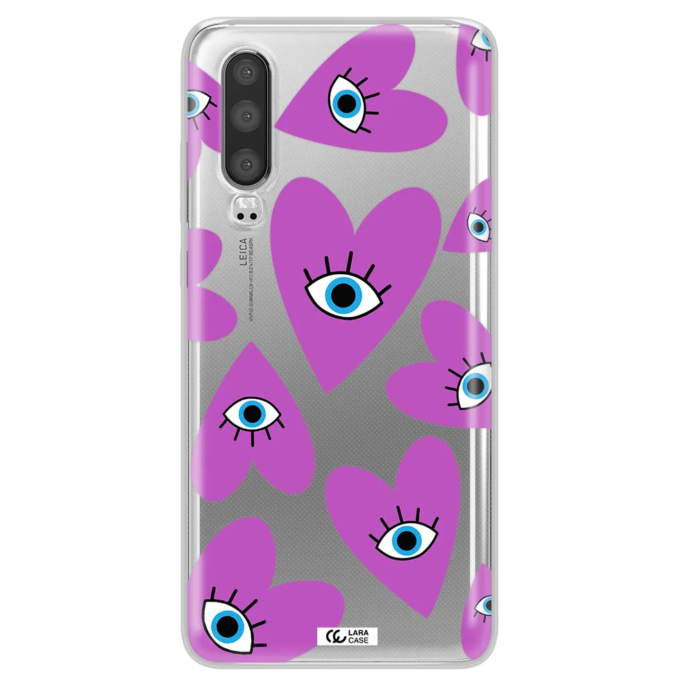 A Purple Heart With Eyes And A Black Eye Huawei P30 Clear Tpu Case