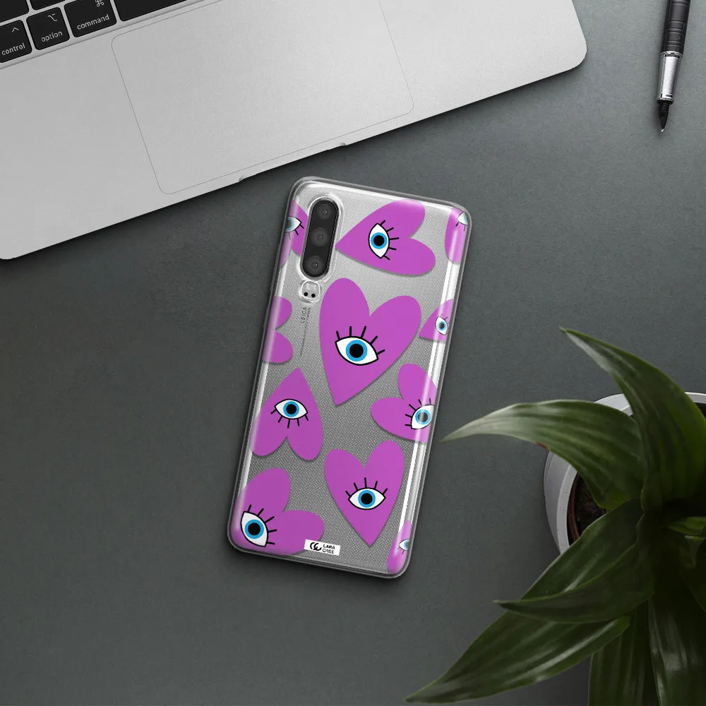 A Purple Heart With Eyes And A Black Eye Huawei P30 Clear Tpu Case