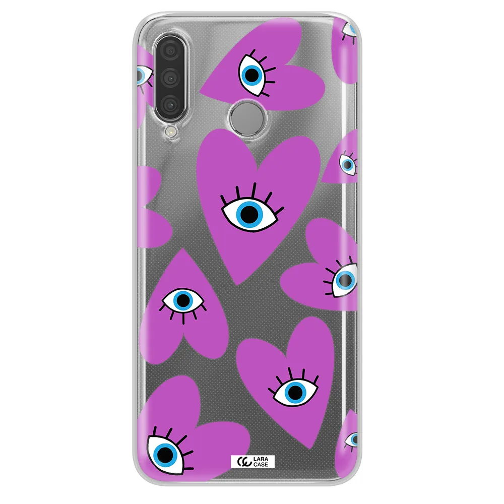 A Purple Heart With Eyes And A Black Eye Huawei P30 Lite Clear Tpu Case