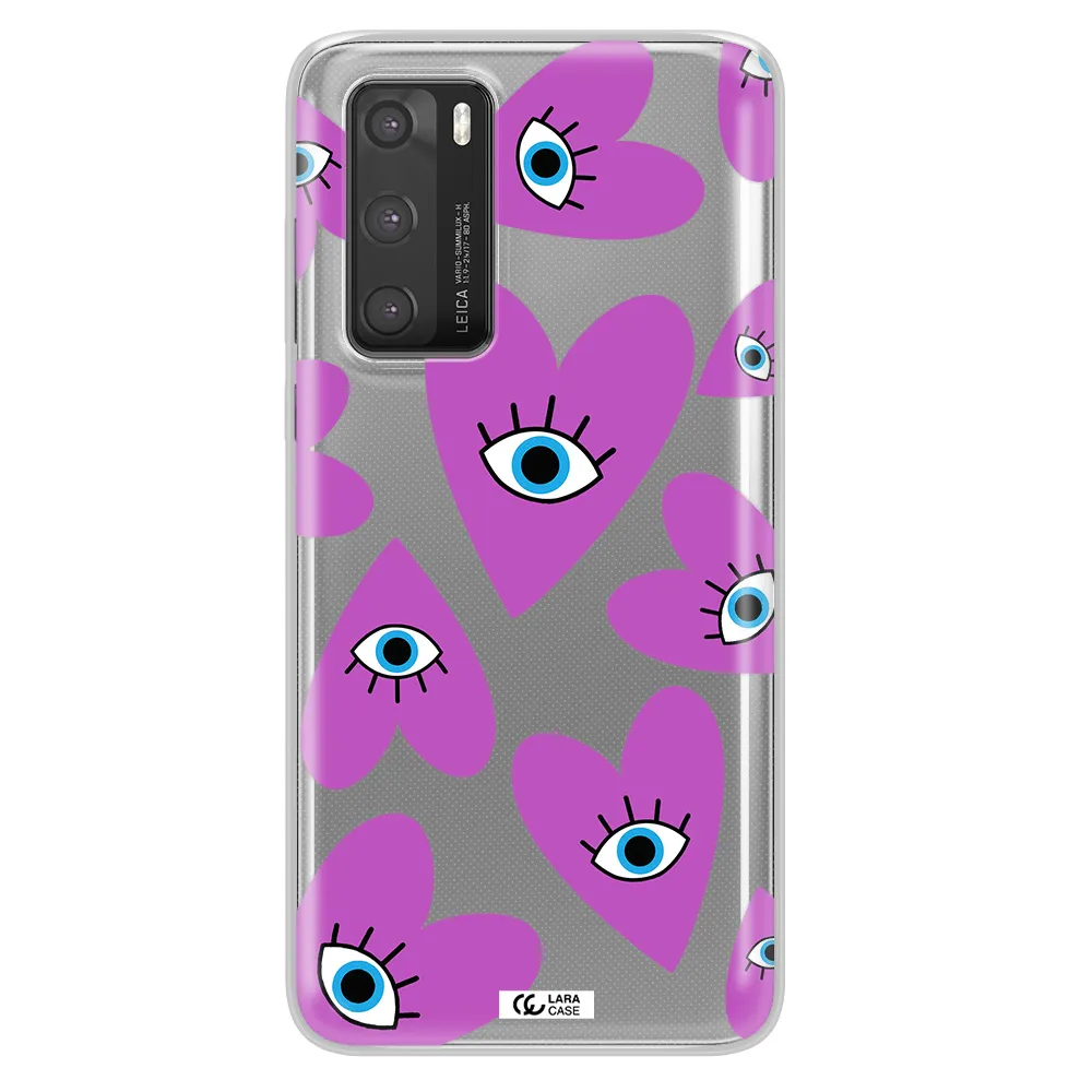 A Purple Heart With Eyes And A Black Eye Huawei P40 Clear Tpu Case