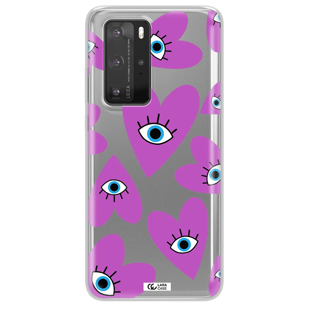A Purple Heart With Eyes And A Black Eye Huawei P40 Pro Clear Tpu Case