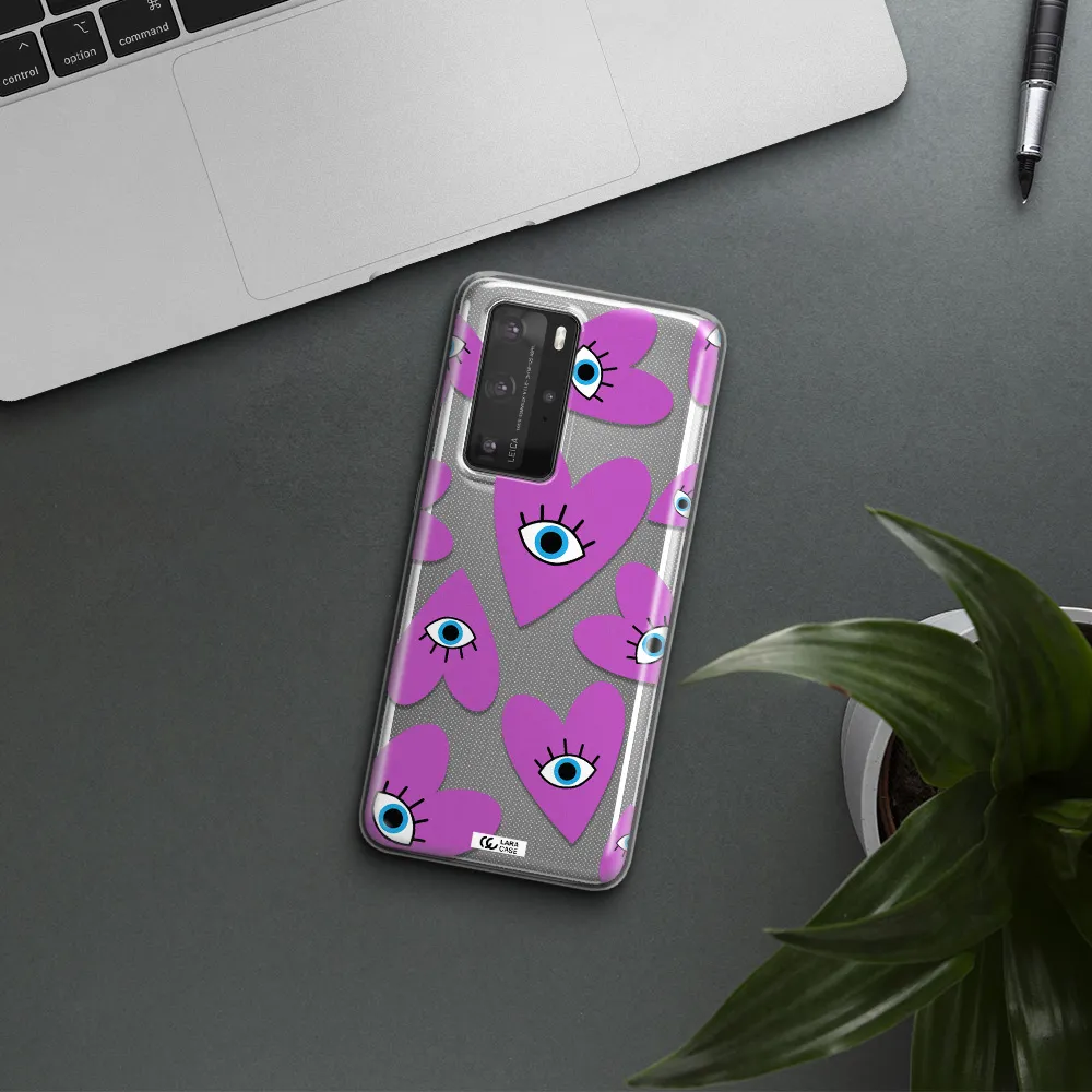 A Purple Heart With Eyes And A Black Eye Huawei P40 Pro Clear Tpu Case