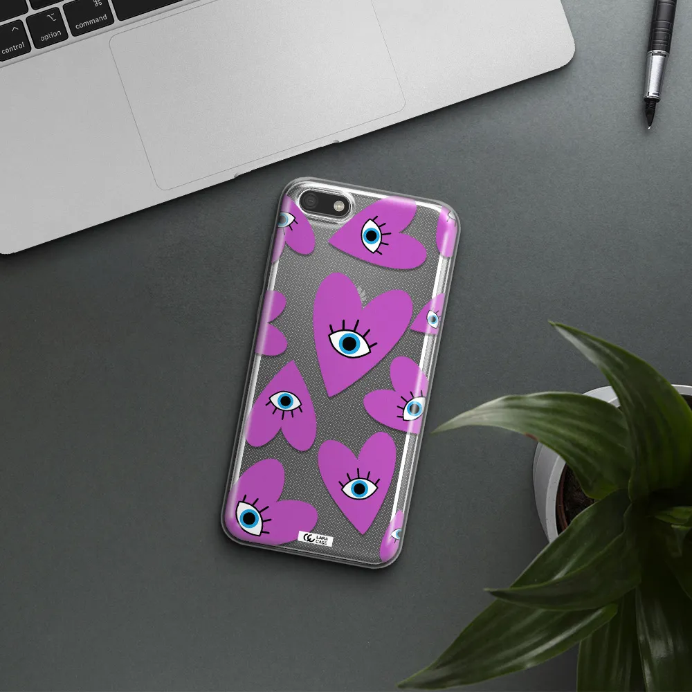 A Purple Heart With Eyes And A Black Eye Huawei Y5 2018 Clear Tpu Case