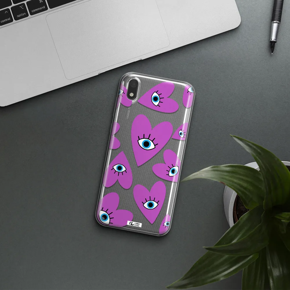 A Purple Heart With Eyes And A Black Eye Huawei Y5 2019 Clear Tpu Case