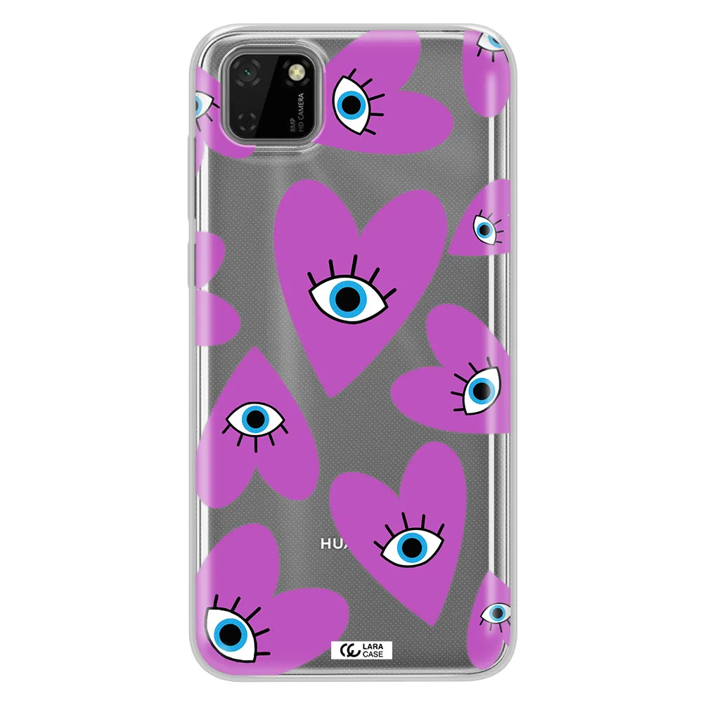 A Purple Heart With Eyes And A Black Eye Huawei Y5P Clear Tpu Case