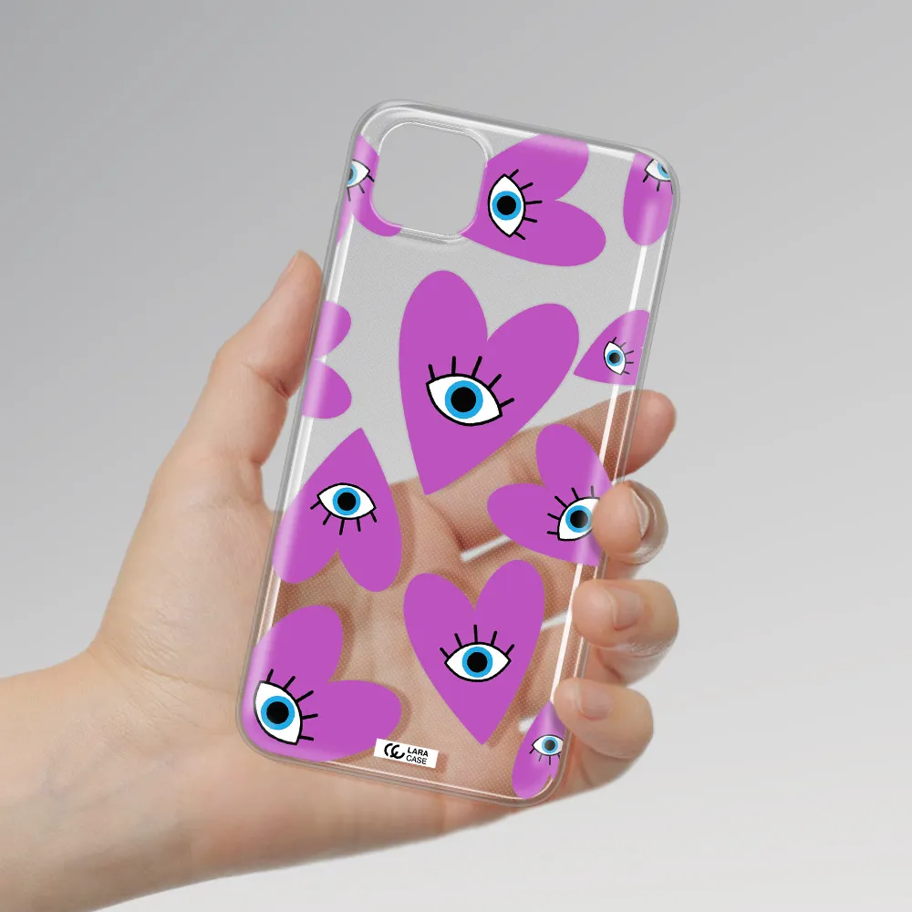 A Purple Heart With Eyes And A Black Eye Huawei Y5P Clear Tpu Case